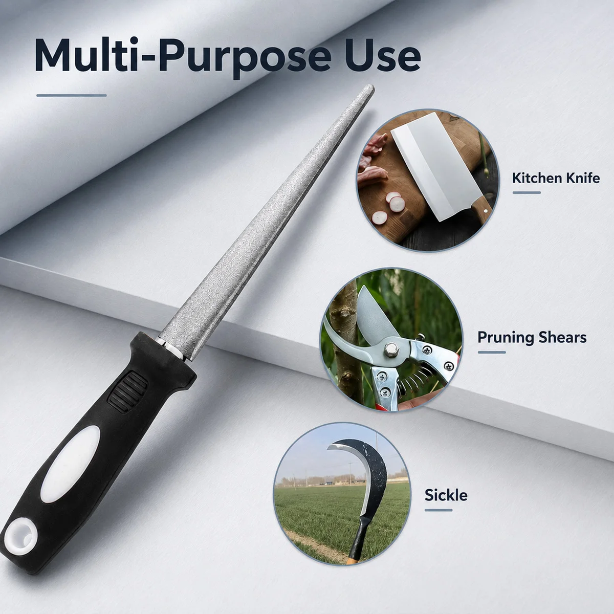 1PC Knife Sharpener Double Sided Sharpening File Portable Handheld Tool For Scissors Pruning Shears Kitchen Knives Garden Tools