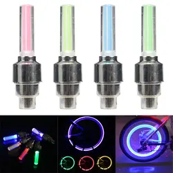 4Pcs Motorcycle Car Bicycle Tire Valve Caps Light LED Valve Cover Neon Lamp for Automobiles Bikes Waterproof Universal