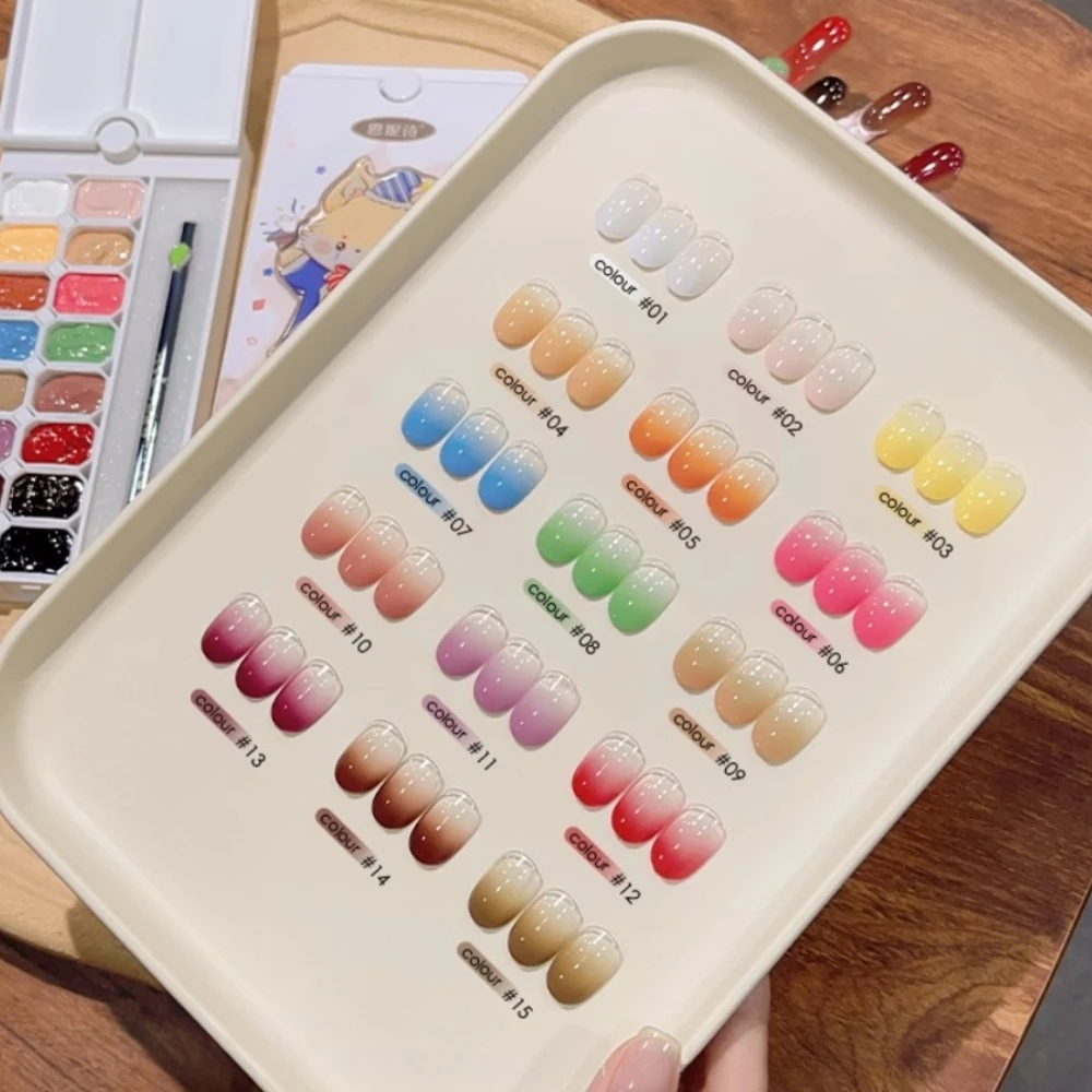 

16 Colors Pat Painting Gel Nail Polish Gradient Patting Gel Palette for French Nail Art Design UV LED Soak off Varnish