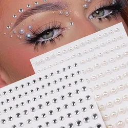 3D Rhinestone Pearl Face Sticker Makeup Party Shiny Diamond Gem Jewelry Face Tattoo Stickers for Girl Festival Nail Body DIY Dec