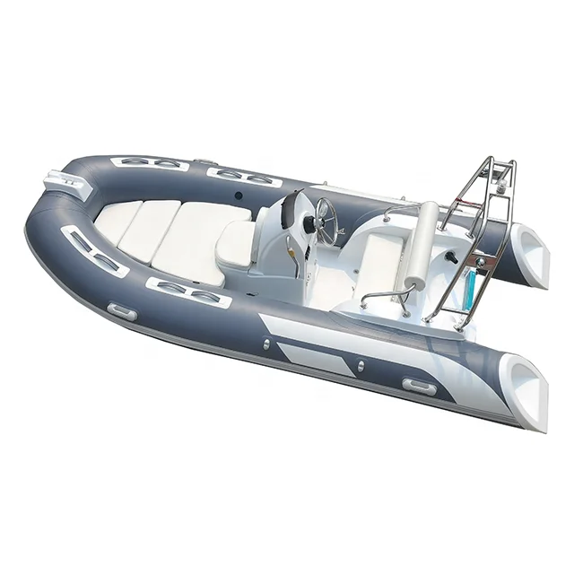 Bote Inflable Zodiac de Pesca con Casco Rígido de Fibra de Vidrio de 13 pies (390 cm), RIB Hypalon/PVC