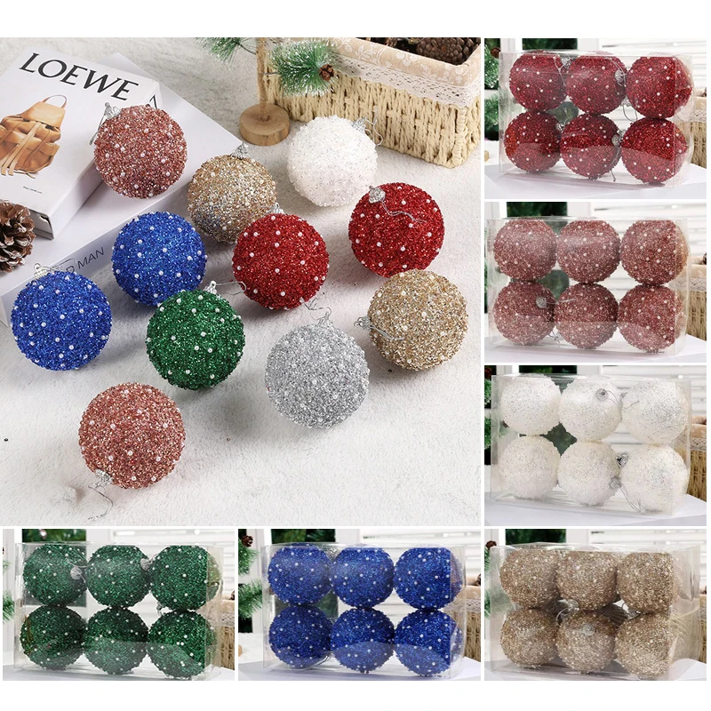 

6pcs 8cm Christmas Balls Christmas Tree Ornaments Ball Hanging Xmas Tree Pendants Home Party Decor New Year Gift