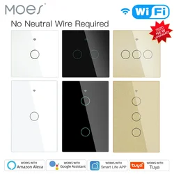 Interrupteur d'éclairage intelligent WiFi RF433, 110/220V, sans fil neutre, contrôle par application Tuya, fonctionne avec Alexa et Google Home, nouveau