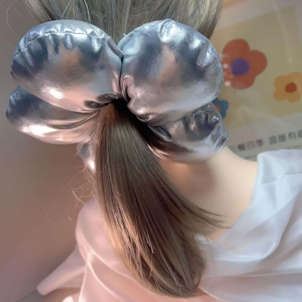 

Retro New Silver High-Quality Three-Dimensional Flowers Large Headbands Women Temperament Hair Rope Girl Tie Horsetail Hair Band