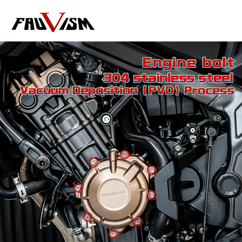 Sekrup Mesin untuk Honda CBR650R CB650R Suku Cadang Sepeda Motor Baut Baja Tahan Karat Penutup Magneto Mur Heksagonal 21-24