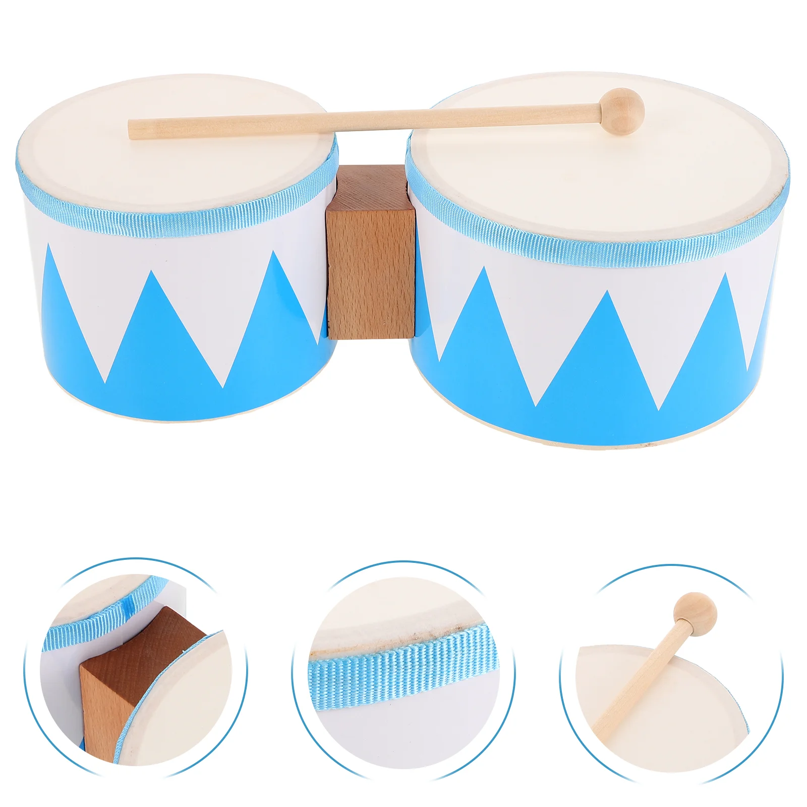 

1 Set of Kids Drum Set For Toddler Hand Percussion Instrument Musical Toy Drum For Children Wooden Rhythm Instrument For Prescho