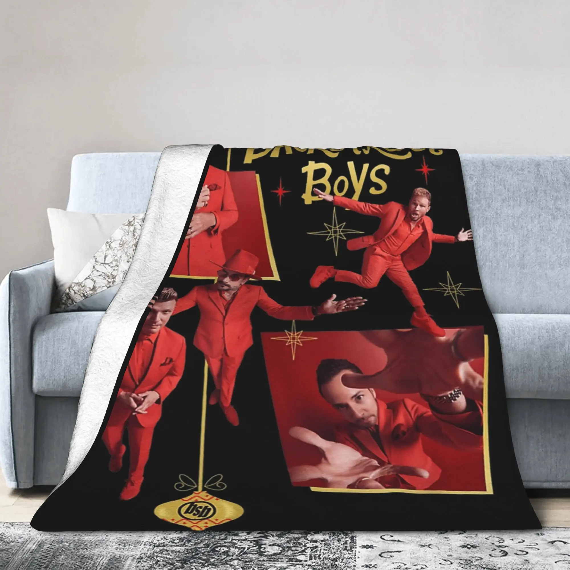 Backstreets Boys Christmas Blanket  Fleece Throw Blankets Bedding Couch Printed Soft Warm Bedspread