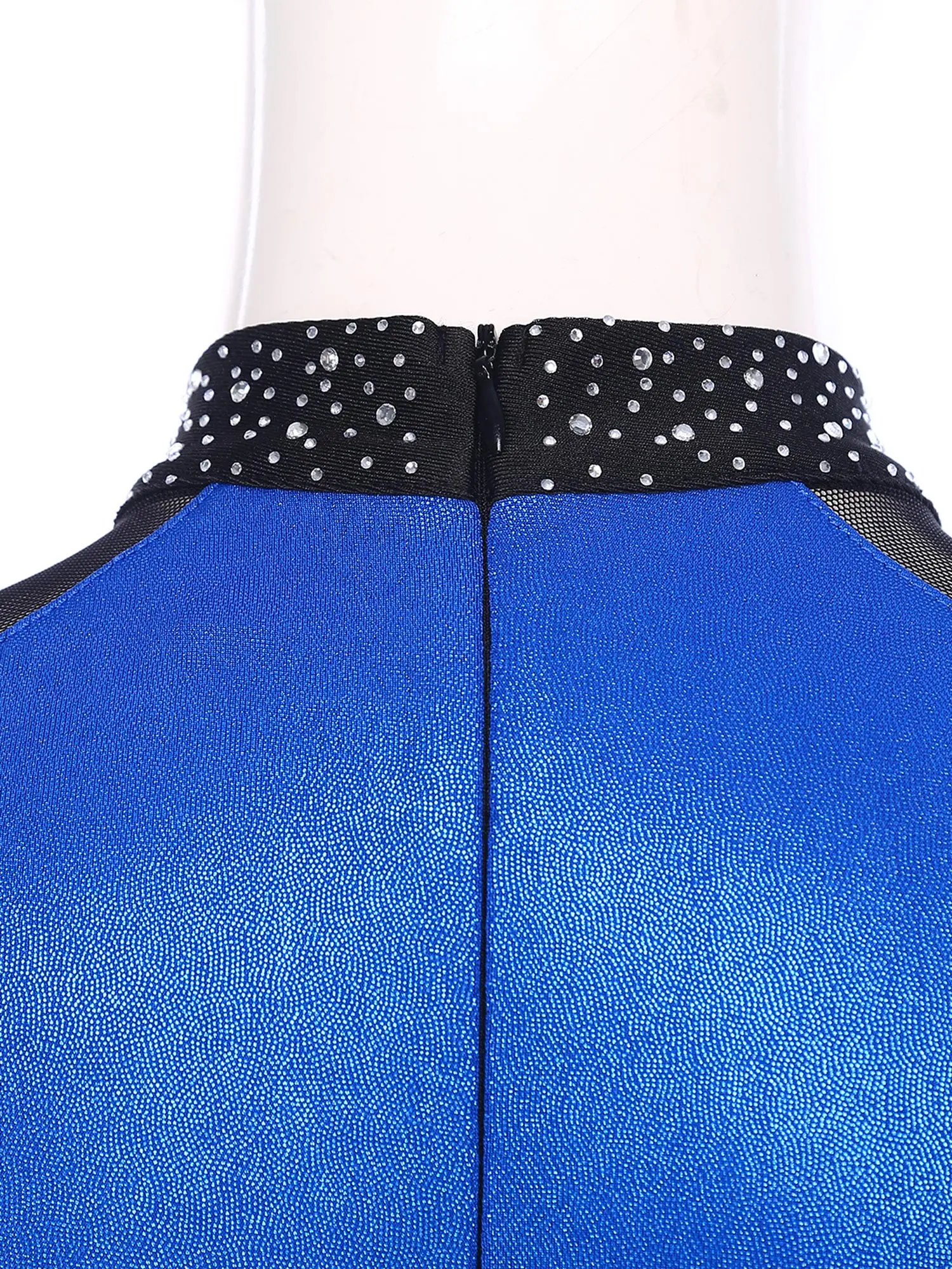 Combinaison de patinage artistique pour femmes, gymnastique, danse, strass brillants, justaucorps en maille transparente, Patchwork, manches longues