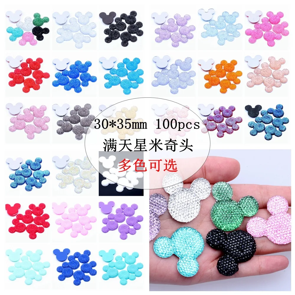 

Новинка 30*35 мм100/5 голова Микки циганские DIY ювелирные изделия чехол для мобильного телефона аксессуары с плоским дном многоцветный на выбор