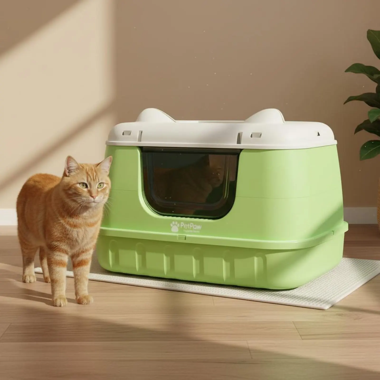 Enclosed Litter Box Two-Piece Covered Litter Box Pet Care PP Material Easy to Clean