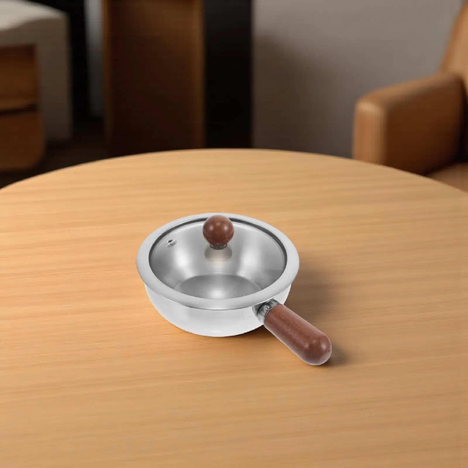 

Stainless Steel Walnut Wood Handle Soup Bowl Non-Coated Ergonomic Cooking Noodle Salad Bowl for Home Kitchen Dining