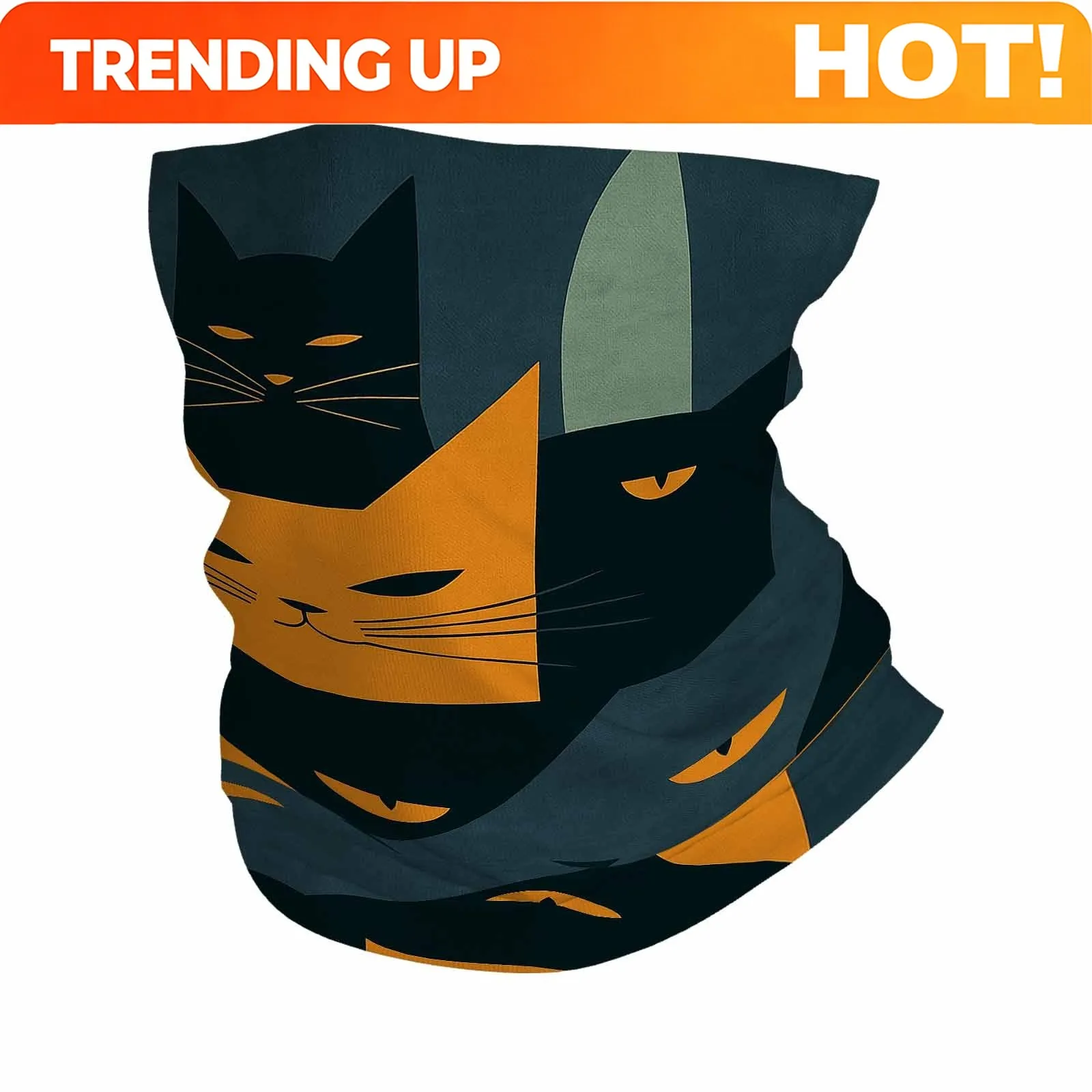 Customization Abstract Cat Faces Novel Design Multi-Functional Print Scarf Suitable For Outdoor Men Women Unisex Mask Holiday