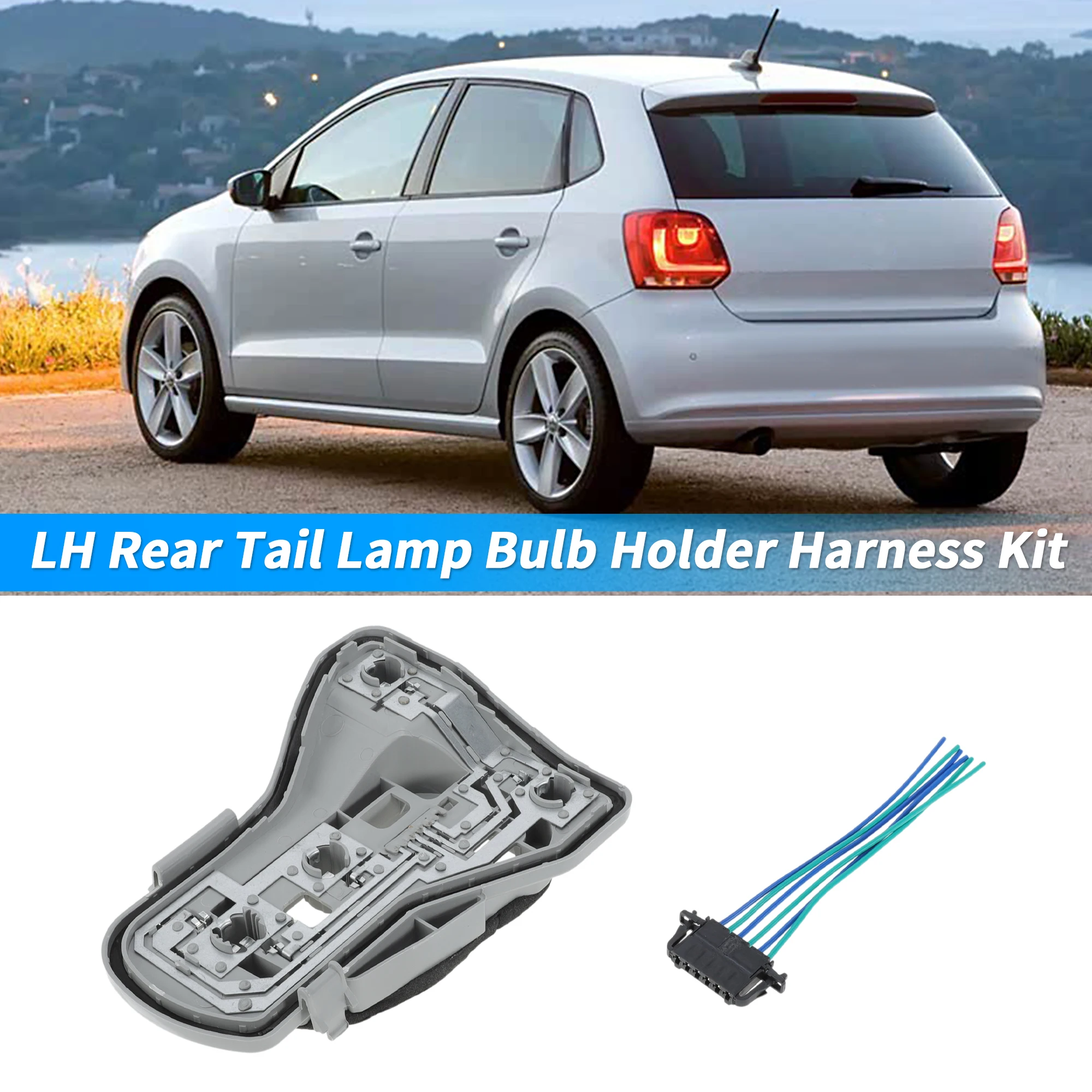 

UXCELL Rear Left Tail Light Socket Wiring for Volkswagen Polo 2006-2010 No.6QD945257A