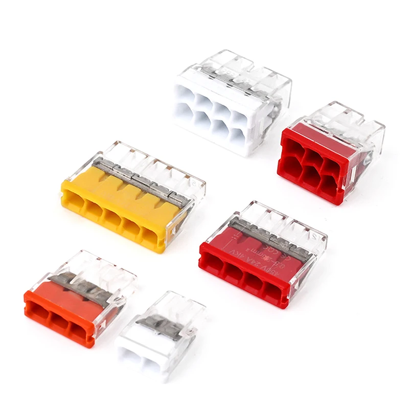 20Pcs Universal Compact Wire CMK 20 Mini Quick Wire Connectors 2/3/4/5/6/8 Ports Conductor Quick Push-In Terminal Block