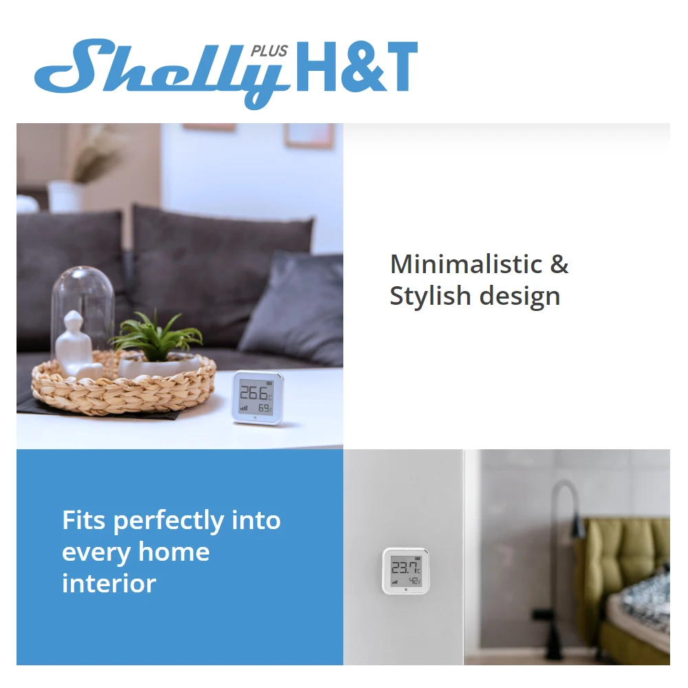 Shelly HT Gen3 WiFi-operated Humidity Temperature Sensor Bluetooth Inclusion Compatible With Alexa Google Home Android More