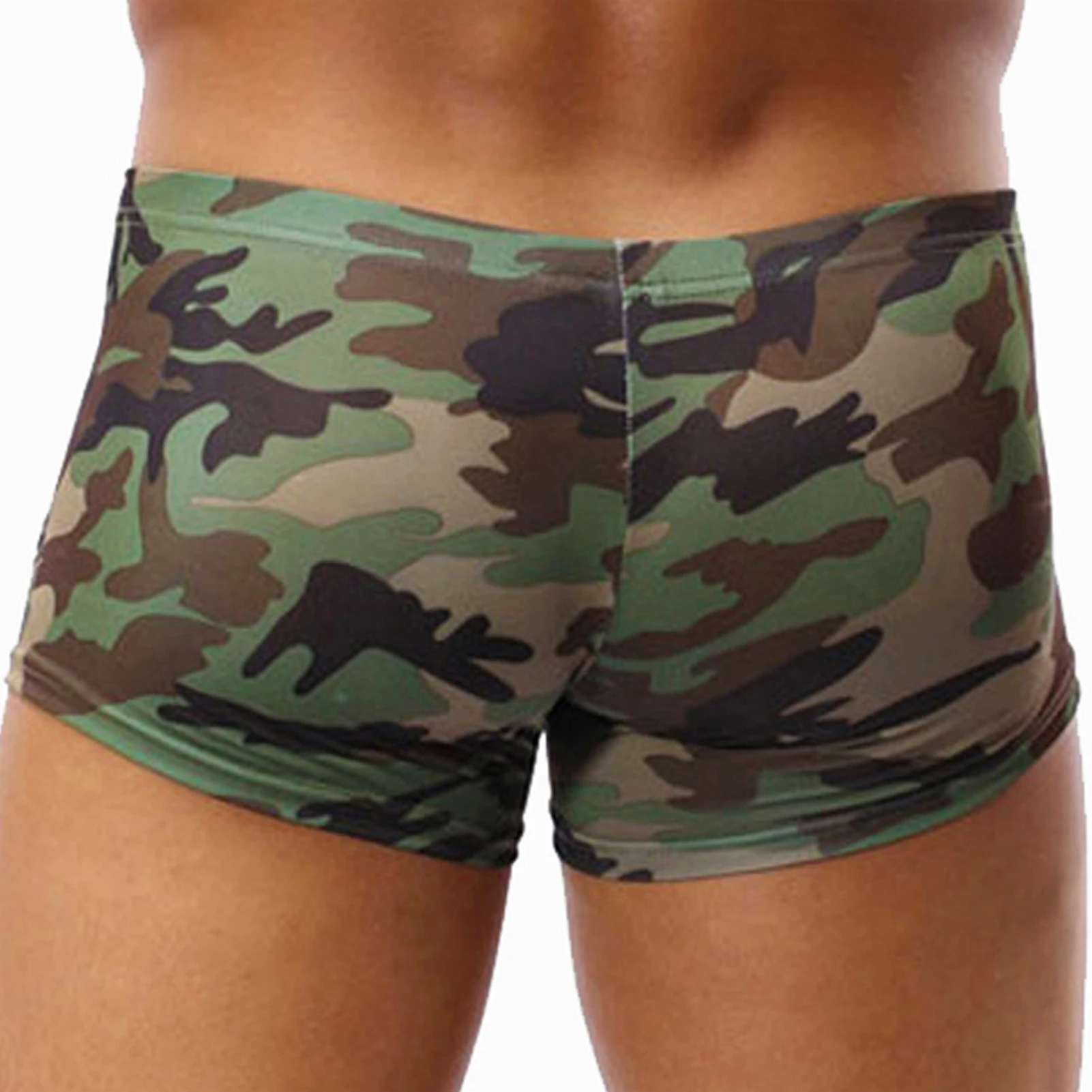 Men Underpants Army Green Camouflage Men Panties Mid Waist Sexy Sweat Absorbing U Convex Panties Briefs Underwear