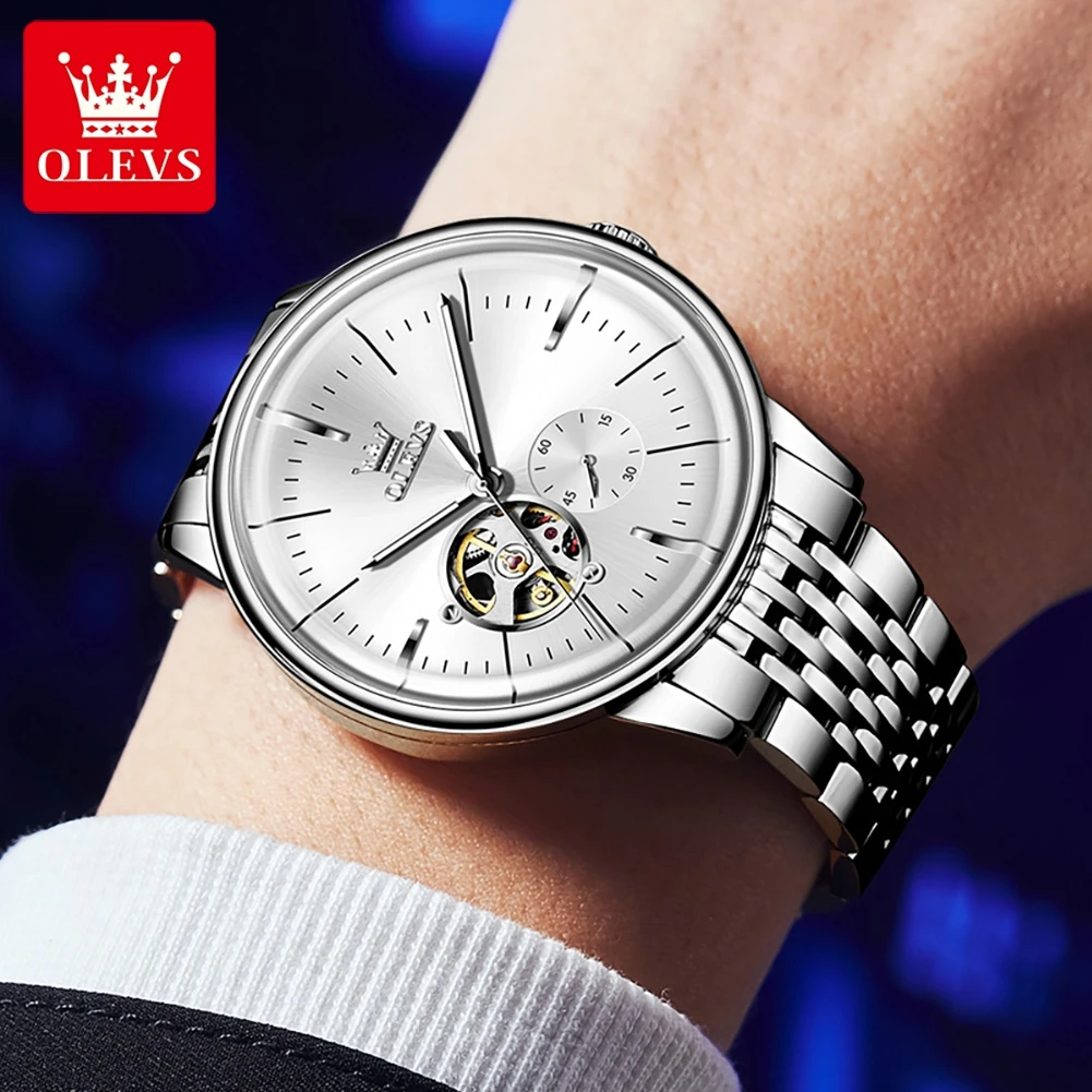 OLEVS 6708 Mens Watch Brand Waterproof Luminous Multifunctional Automatic Mechanical Watch Mens Gifts Watches For Men Original