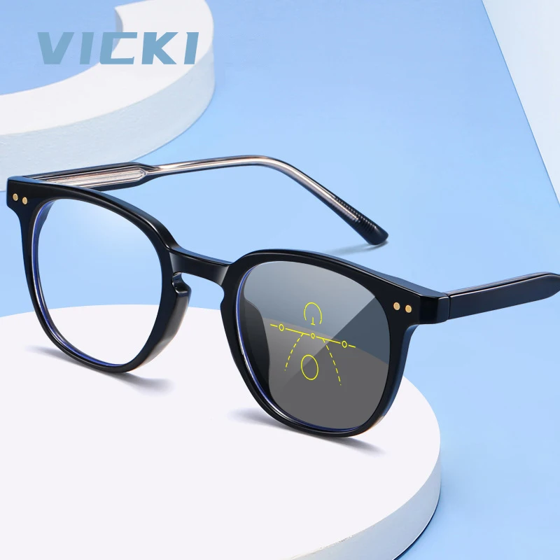 VICKI Retro Anti-blue Light Mirror Art Rice Nail Decoration Transparent Glasses Can Be Customized Prescription Multi-focus B1812