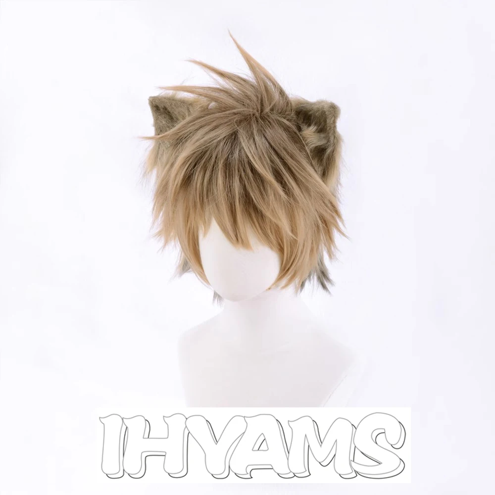 Ruggie bucchi perucas curtas cosplay perucas de cabelo sintético com touca de peruca grátis