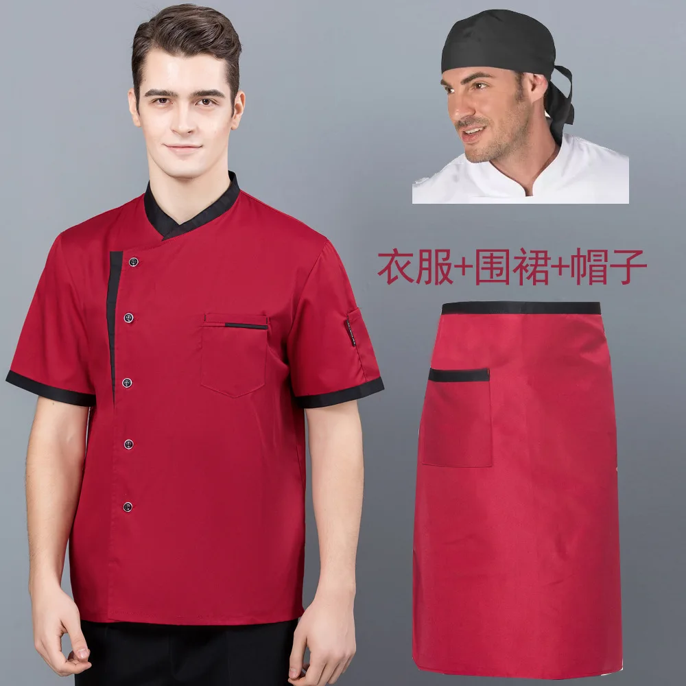Verano de manga corta para hombres, ropa transpirable de manga corta para la cocina trasera de restaurantes, panaderías y cantinas