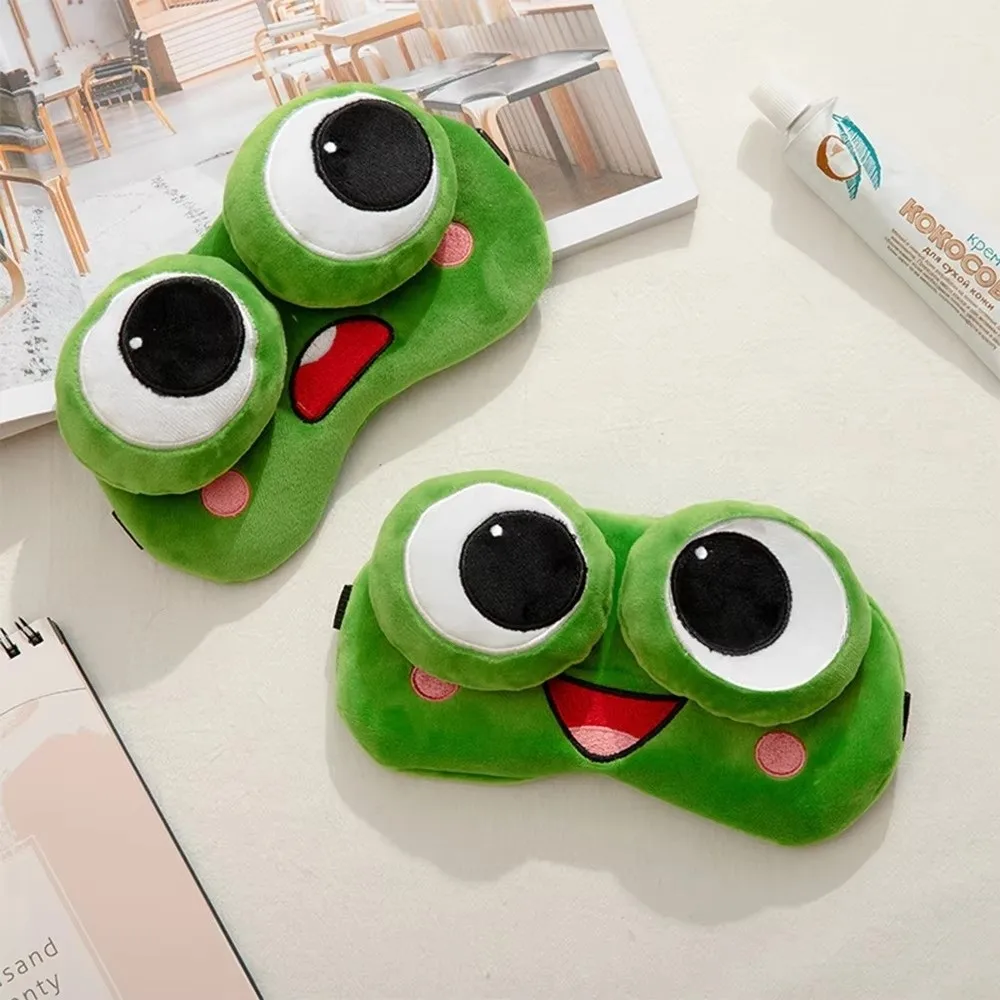 Picture 4: Lovely Cartoon Frog Sleep Eye Mask Skin-friendly Breathable Shading 3D Eye Mask Green Big Eyes Sleep Mask Travel Nap