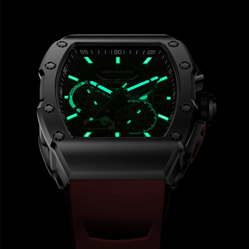 Relógio masculino automático de luxo para homem high-end oco preto aço inoxidável relógio de pulso mecânico masculino reloj homber