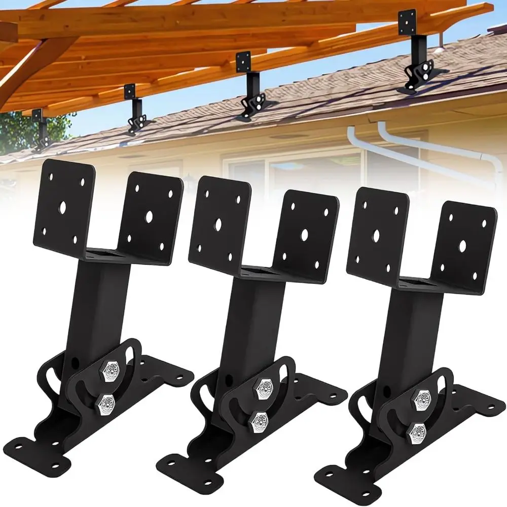 

3 Pack Adjustable Heavy Duty Roof Brackets Saddle 180 Degree Roof Riser Beam Bracket Tilt Angle Pergola 304 Stainless Steel