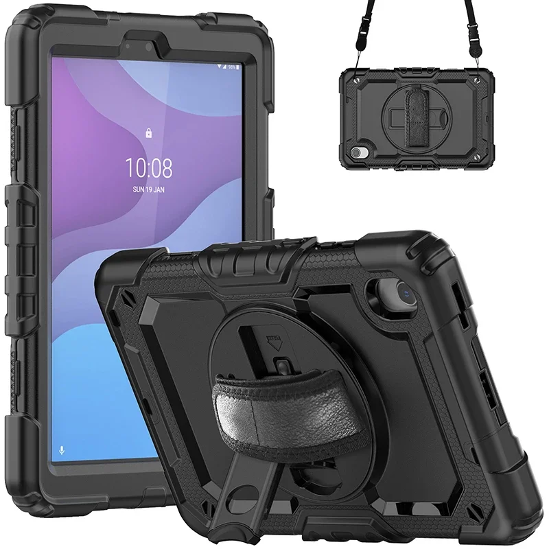 Case For Lenovo Tab M8 HD 8 inch 2019 2020 2022 8505F 8705F 8506 Tablet Case Kickstand Holder Shoulder Strap 360 Rotation Cover