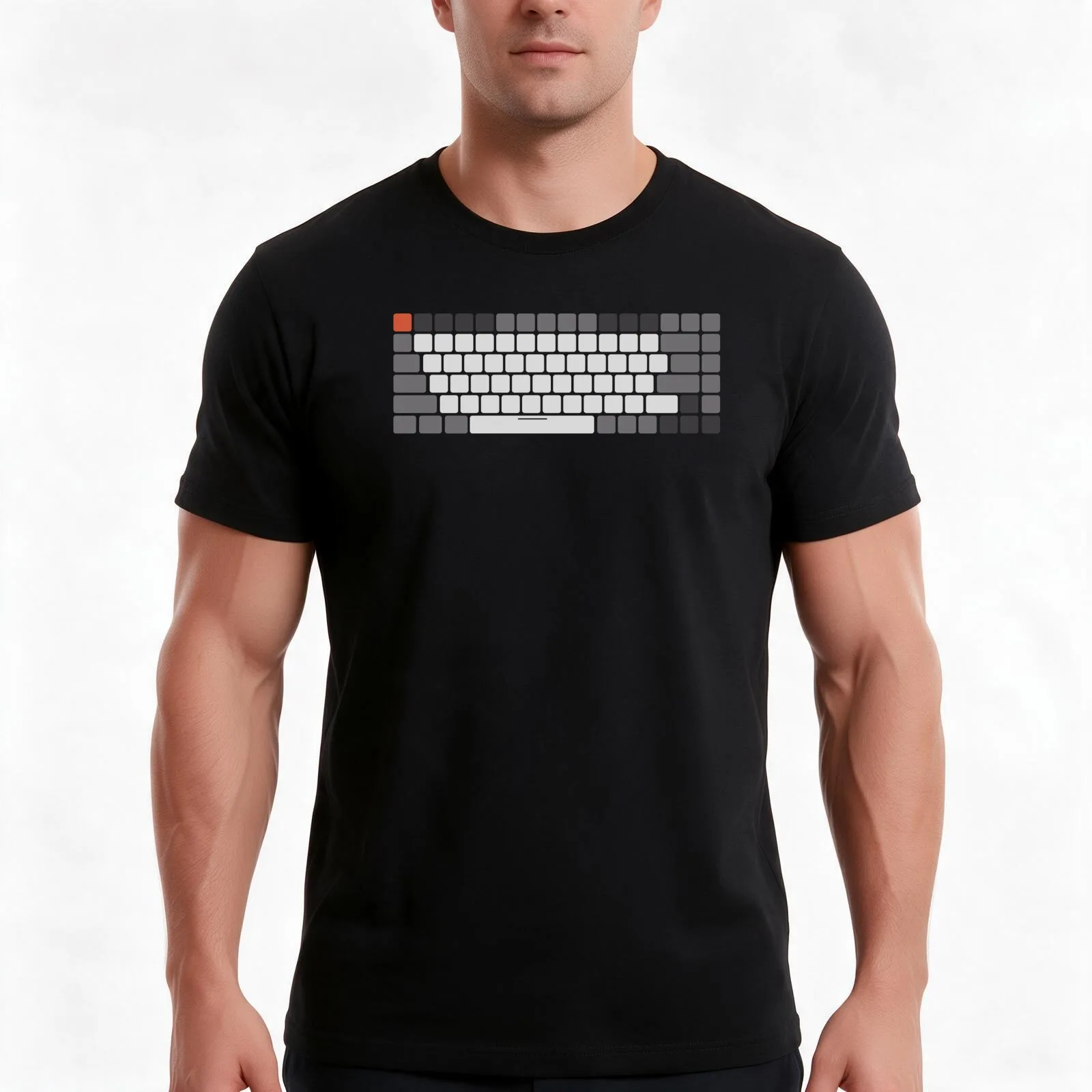Keyboard T-Shirt, Summer Casual Cotton Tee, Oversized Streetwear Tops, Vintage Graphic Print, Loose Fit Short Sleeve