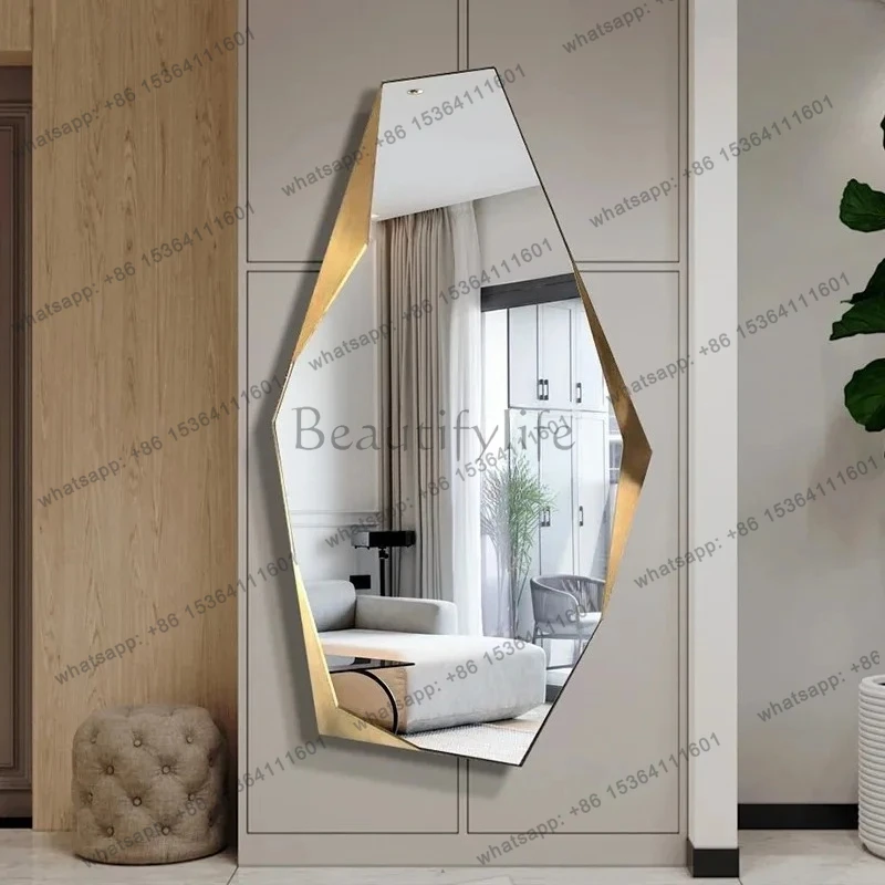 

Nordic creative full-length mirror home bedroom geometric design full-length mirror entrance wall hanging irregular