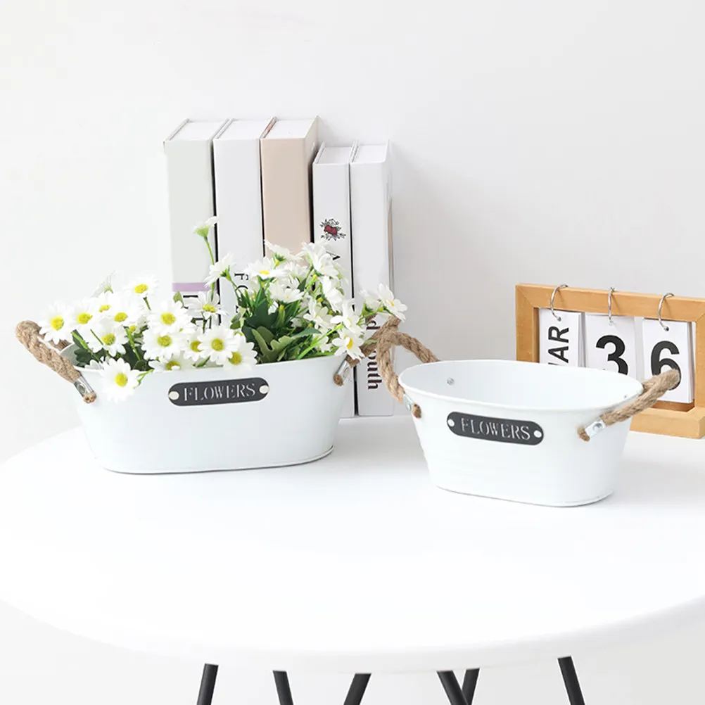 

3Pcs Iron Flower Pot Set Retro Vintage Bucket for Dried Flowers Fresh Arrangements Home Office Decor Garden
