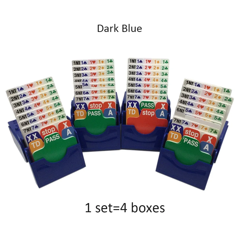 Set of 4 Blue/Orange Plastic Portable and Lightweight Bridge Bidding Boxes with Scoring Cards Card Games Bid Device ABS Plastic