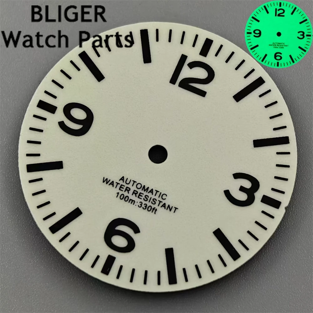 BLIGER 29mm Watch Dial C3 Green Luminous Fit NH35 NH36 ETA2824 2836 Mingzhu2813 DG MIYOTA8215 PT5000 Movement