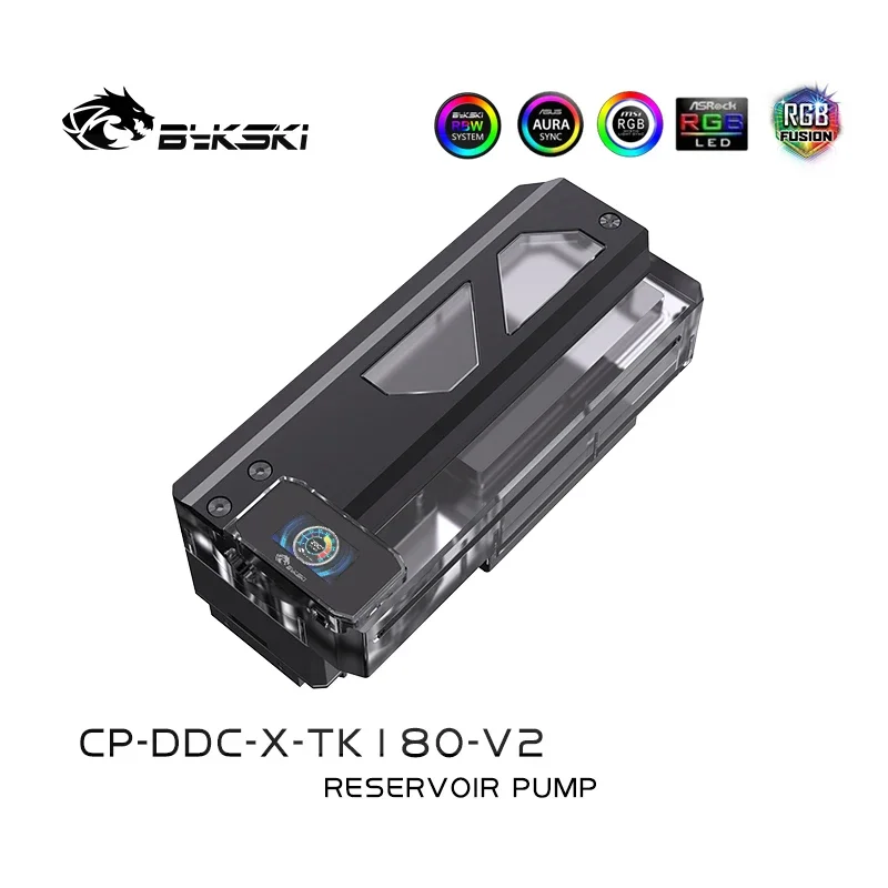 Imagem -03 - Bykski Square Aio Bomba de Água Rgb Caixa de Bomba Ddc Mais Reservatório Combo 180 mm 220 mm Res Pwm 5v 12v m b Sync Cp-ddc-x-tk180-v2