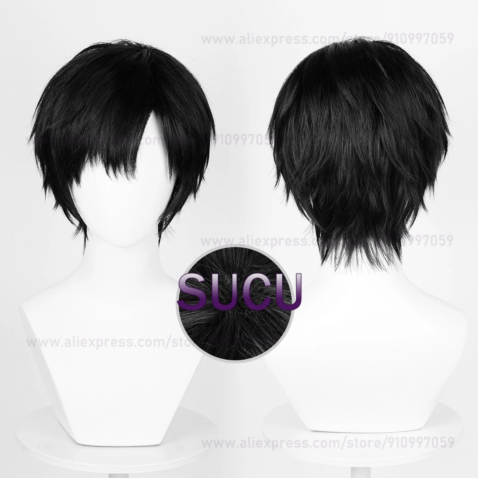 Zayne Wig Cosplay Love And Deepspace 30cm rambut palsu sintetis tahan panas pendek hitam Wig pesta Halloween + topi Wig