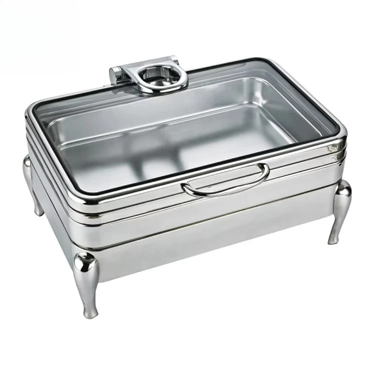 Hot Sale Commercial Colorful Stainless Steel Hotel Catering Stove Chaffers Buffet Glass Lid Food Warmer Chafing Dish