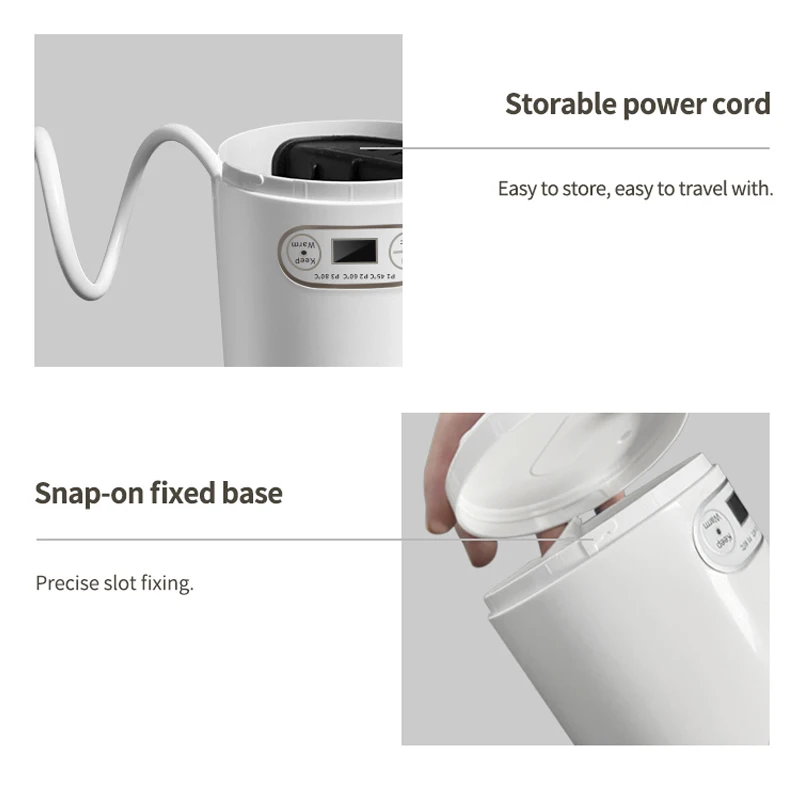 غلاية كهربائية محمولة للسفر، كوب زجاجة مياه كهربائية صغيرة من الفولاذ المقاوم للصدأ لغلي الماء الساخن ومسحوق حليب الأطفال