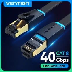 Cable Ethernet Vention Cat8, 40Gbps, 2000MHz, Cable de conexión Lan de red Cat 8 RJ45 para enrutador, módem, Internet, Cable Ethernet RJ 45