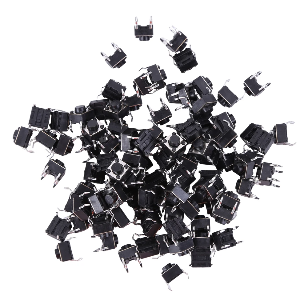 100PCS Tact Switch Push Button DIP 4 Pin Momentary Tactile Switch Button Vertical Miniature Button Electronic Components