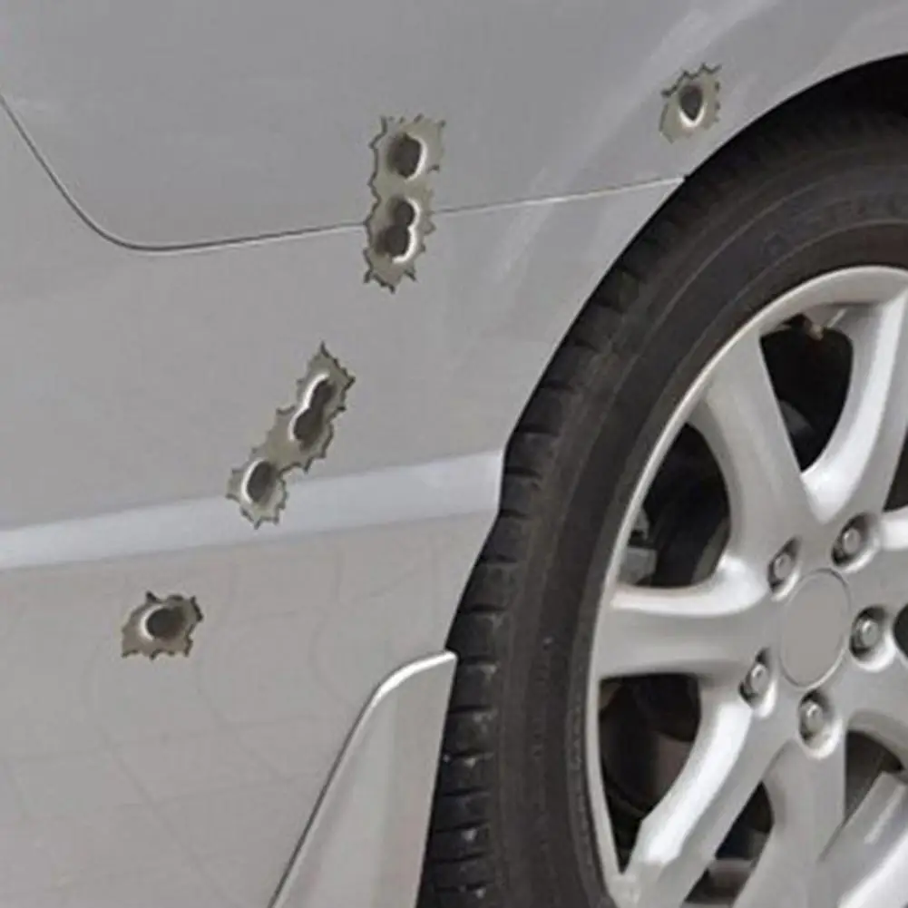 Car Styling 3D Decals Emblem Symbol Creative Personalized Stickers Fake Bullet Hole Gun Shots Funny Car Helmet Stickers