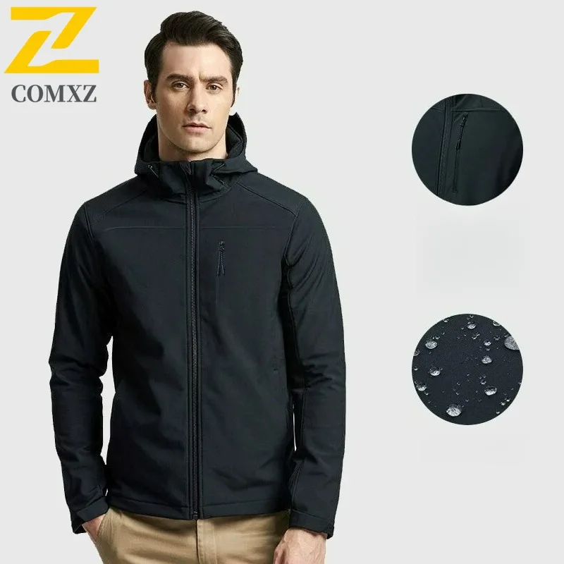 سترة رجالية مريحة للاستخدام الخارجي من COMXZ، معطف مقاوم للبرد للسفر، تصميم بقلنسوة ممتاز، مقاومة للرياح، ملابس شتوية دافئة جديدة #1