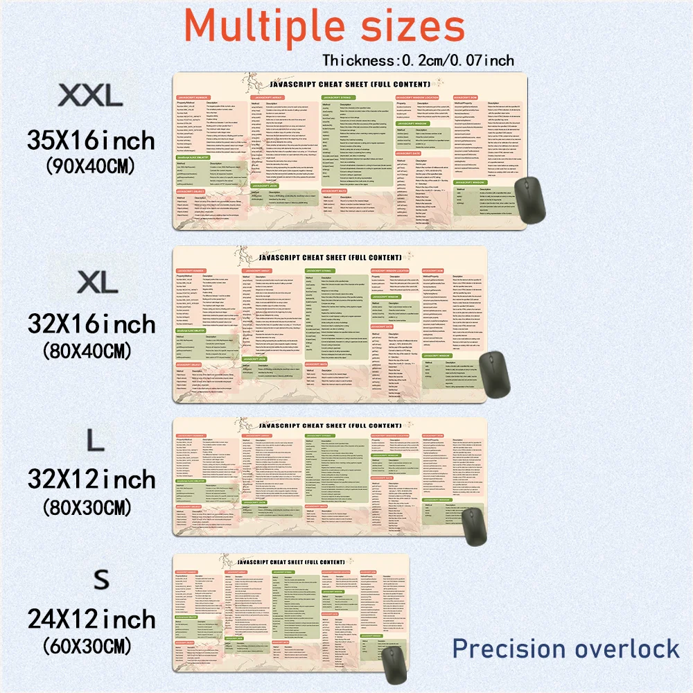 لوحة ماوس جاف سكريبت، قاعدة مطاطية كبيرة، ملحقات مكتبية، حافة مخيطة غير قابلة للانزلاق، لوحة مكتب باللغة الإنجليزية والإسبانية والفرنسية