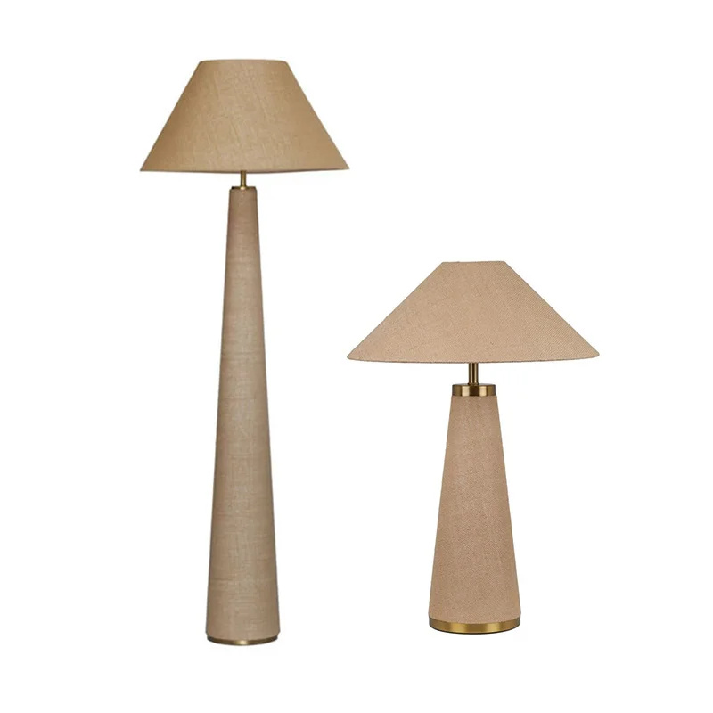 2026 New French Brown Lustre Floor Lamp, Dimmable Hardware & Fabric Table Lamp for Living Room, Vintage Home Decor Light
