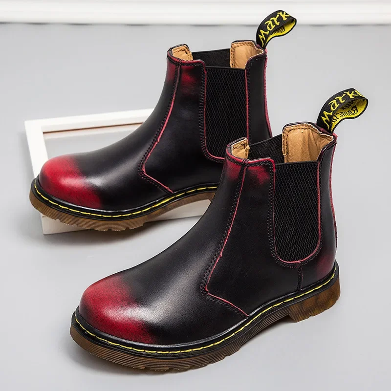 

2025 New Unisex Autumn Breathable Leather Ankle Boots Smooth Leather Platform Chelsea Boots for Women Men Platform Boots