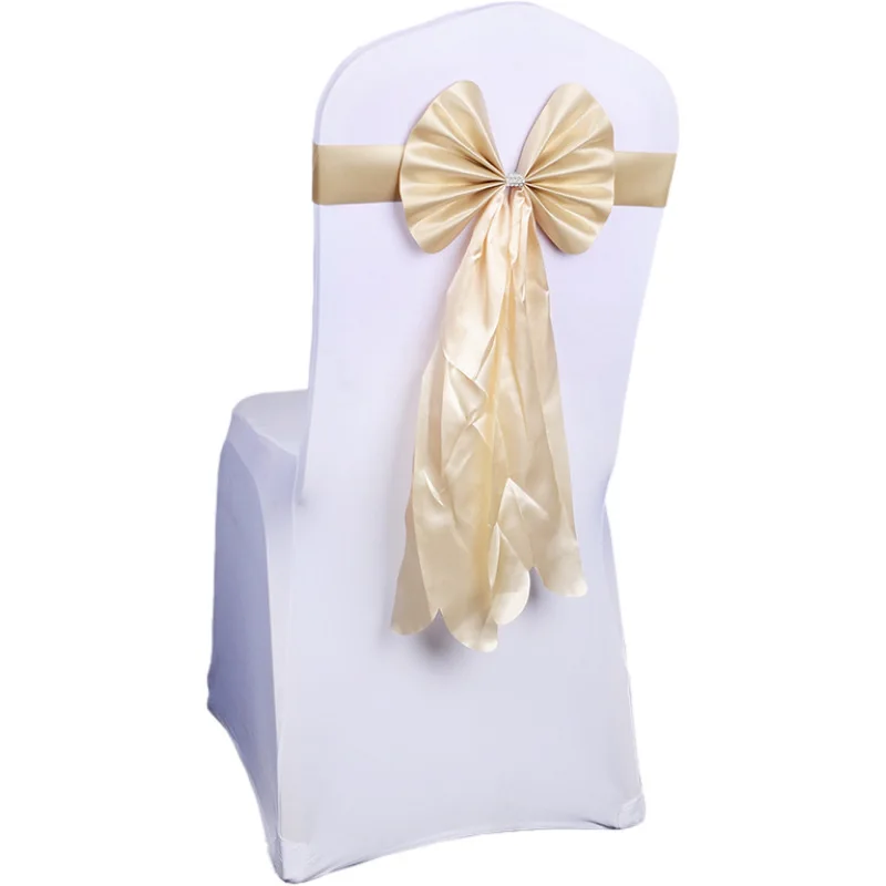 Stretchable Chair Sash with Butterfly Knot and Elastic Band Bow Tie for Wedding Banquet Decoration Holiday BIrthday Party Events