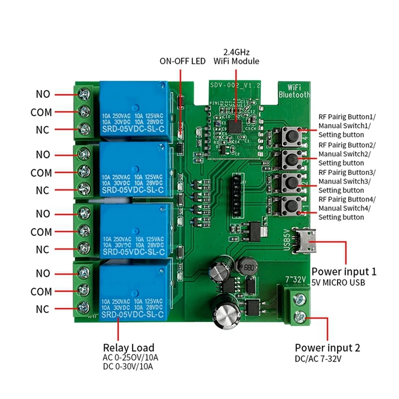 4CH Ewelink Wifi Smart Switch USB 5V 2.4G Wifi Smartlife Home Automation Module For IFTT Alexa Google Home