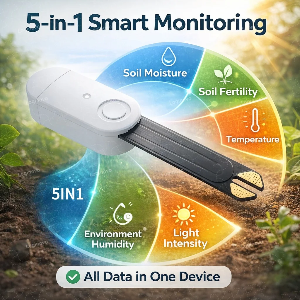 5IN1 ZigBee Soil Moisture Sensor Temperature Humidity Detector Fertility Meter Luminance Detection For TUYA Smart Life 2MQTT