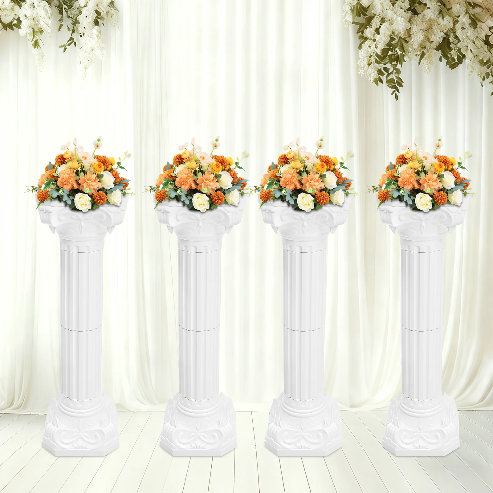 

Wedding Roman Column, 4 Pack White European Roman Pillar Stands, Artistic Roman Column Statue Party Flowerpot Holder