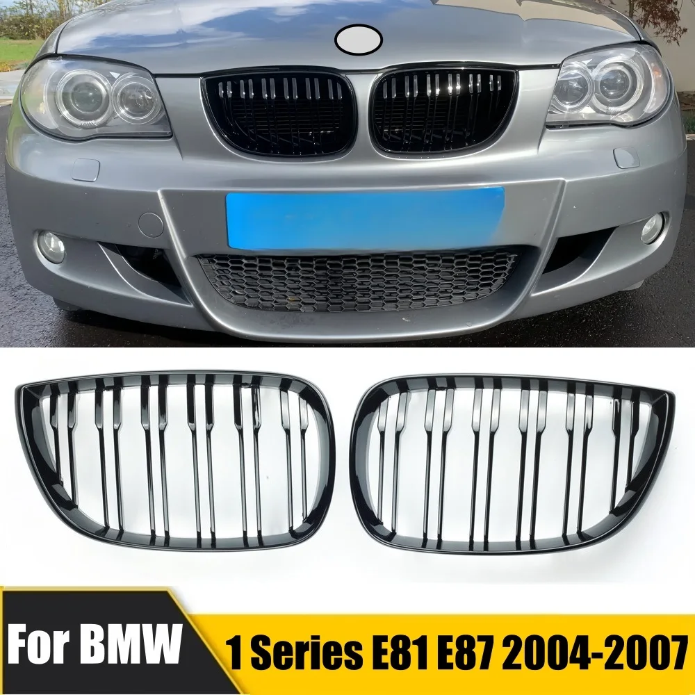 Pair Car Front Kidney Grille For BMW E81 E87 2004-2007 M SPORT Pre-facelift Racing Grills Grilles Auto ABS Grill Accessories