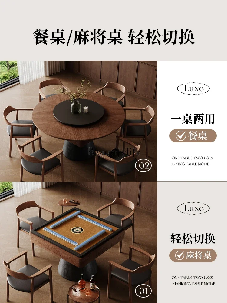 

yj7 1.3 meters dual-purpose integrated solid wood automatic mahjong machine medium and ancient style household dining table